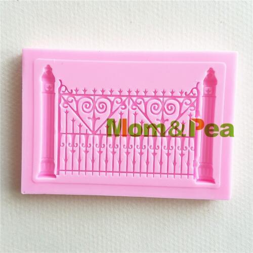 Mom&Pea MP130 Free Shipping Iron Door Silicone Mold Cake Decoration Fondant Cake 3D Mold Soap Mold Food Grade