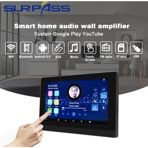 Smart Bluetooth Stereo In Wall Sound Amplifier Audio WiFi Android Touch Screen 25W Big Power 2Zones Fm Radio Home Theater System
