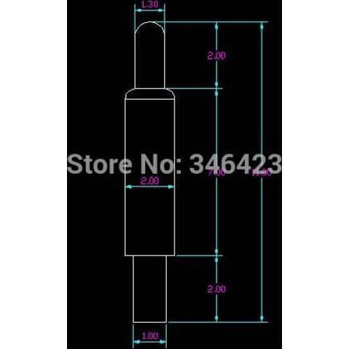 Tangda pogo pin connector 9mm tail 2mm thimble without pad through electro plated bold Free Shipping