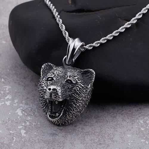 Titanium Ornament Wholesale Titanium Steel Pendant Animal Cartoon Retro Nordic Bear Stainless Steel Pendant Men and Women