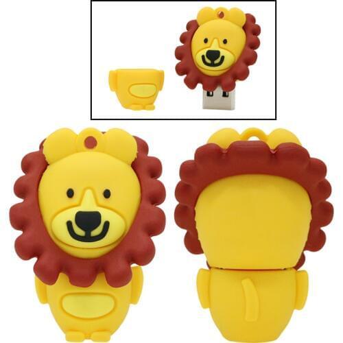 Cute Cartoon Lion Usb Flash Drive 128G 64GB 32GB 16GB 8GB 4GB Yellow King Pen Drive Lovely Animal Usb Memory Stick Full Capacity