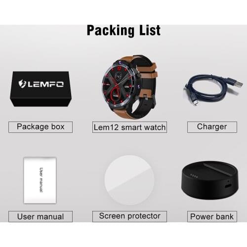 LEMFO Power Bank For LEM12 LEM12 PRO LEM14 Charging Cable Smart Watch Strap Film