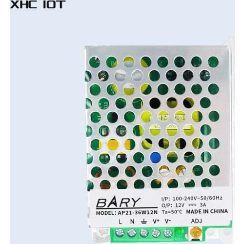 36W Output Power AC-DC Switching Power Supply Module 100-250VAC To DC12V 3000mA XHCIOT AP21-36W12N White Aluminum Alloy Shell