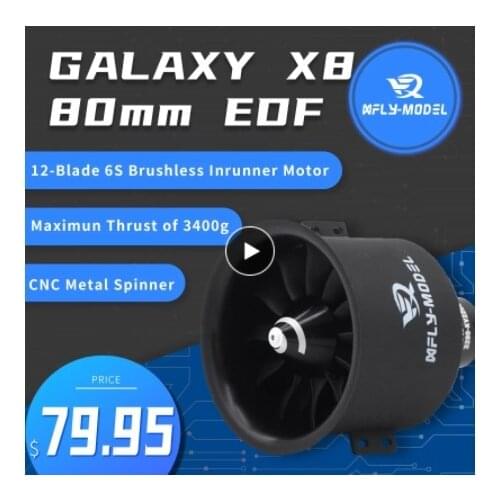 XFly 80mm 12 Blades EDF with 6S Brushless Inrunner 3280-KV2200 Motor Model Jet Aircraft