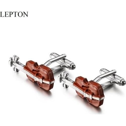 Lepton Violin Cufflinks Novelty Music Fans Cufflink Gifts for Mens Fathers Day Lover Friends Wedding Anniversaries Birthdays
