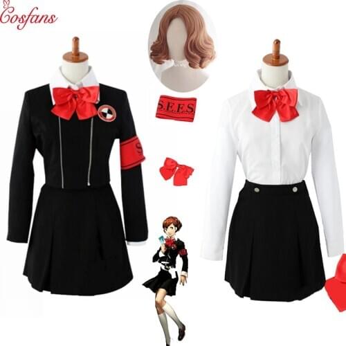 Shin Megami Tensei Persona 3 Mitsuru Kirijo Chihiro Fushimi female school uniform Cosplay Costume Halloween costume and wigs