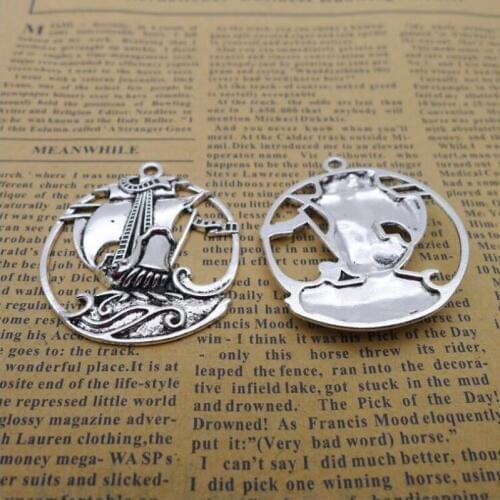 15pcs/lot 38x43mm Zinc Alloy Antique Silver Leaf DIY Charms Pendants