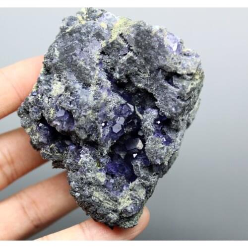 180g Natural Polyhedral Fujian Tanzanite Purple fluorite cluster mineral specimens Gem level Stones and crystals Healing crystal