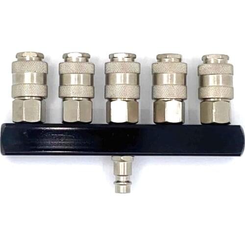 5 Way Air Quick Connector Pneumatic Fitting Manifold Couplers EU Standard 1/4'' NPT Quick Coupling Air Compressor Accessories