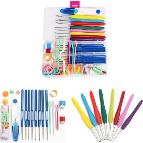 57 In 1 16 Sizes Stainless Steel Sewing Crochet Hooks Yarn Knitting Needles Set