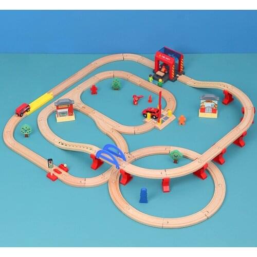 Childrens Educational Toys DIY Wooden Train Track Simple Set Compatible with Brand Wooden Toy Track Educational Toys for Boys