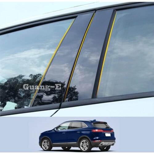 For Lincoln MKC 2015-2020 Car PC Material Pillar Post Cover Door Trim Window Piano Black Molding Sticker Plate