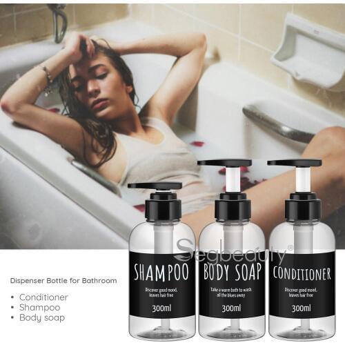 Segbeauty 3pcs 300ML 500ML Soap Dispenser Bottle Bathroom Shampoo Bottle Large-capacity Press Type Lotion Body Soap Bottle Set