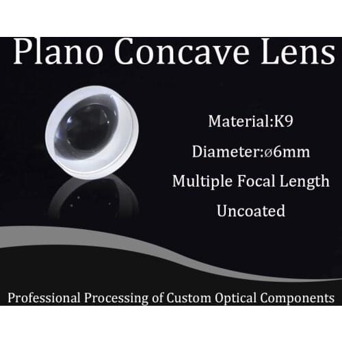 K9 material plano-concave lens high precision pure white glass focusing condenser diameter 6mm
