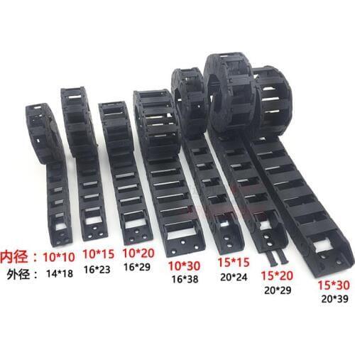 Cable Drag Chain Link Opened Internal Size 18x50 External Size 24*60mm With Connectors Industrial Nylon Plastic