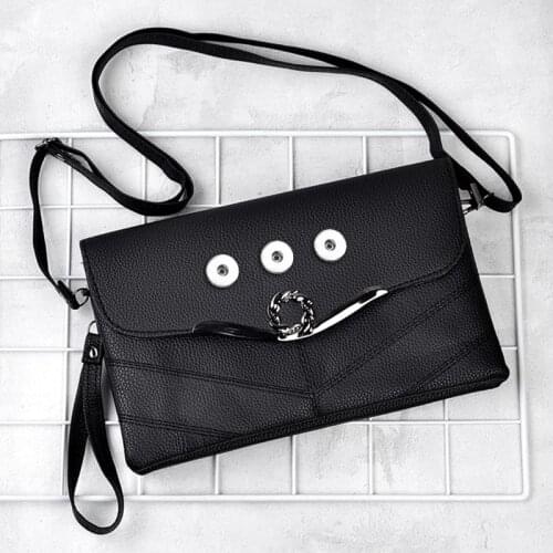 Crown good quality PU leather 18mm snap button jewelry leaves-bag For Women MOM girls QB2103
