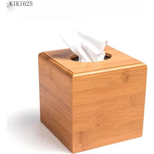 Square Bamboo wood Tissue Box Bedroom Living Room Home Desktop Finishing modern tea table desktop Restaurant Tissue Storage Box