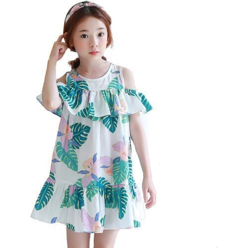 2018 Summer New Arrival Childrens Clothing Dress Loose Girls Strapless Beach Dress For Holiday