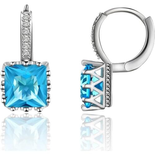 Fashion jewelry Creative square Crystal from Swarovskis small fresh zircon earrings multicolor simple earrings