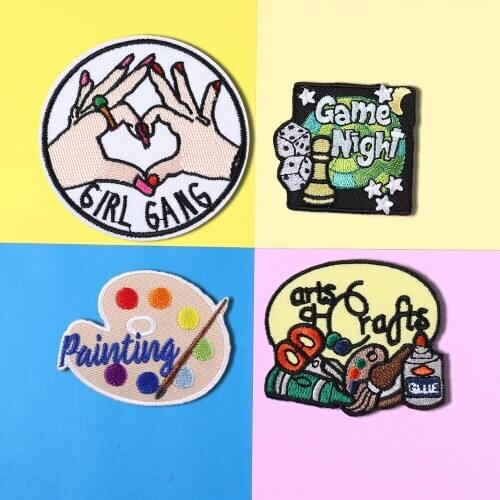 Cartoon drawing tools Embroidered palette Patches for Clothes Iron on Clothes Jacket Shoes Appliques Badge Stripe Stickers