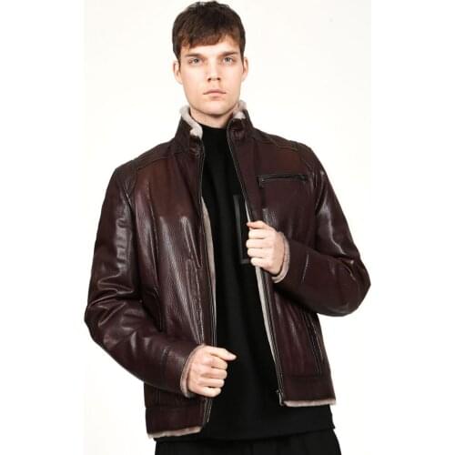 Mens Real Leather Lambskin Jacket Men Motorcycle winter coat Men Warm Genuine Leather Jackets large size suede casaco