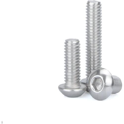 Stainless Steel 304 Round Head Screws Mushroom Hexagon HEX Socket Button Head Screw Bolt M2.5*4 5 6 8 10 12 14 16 18 20 22 25
