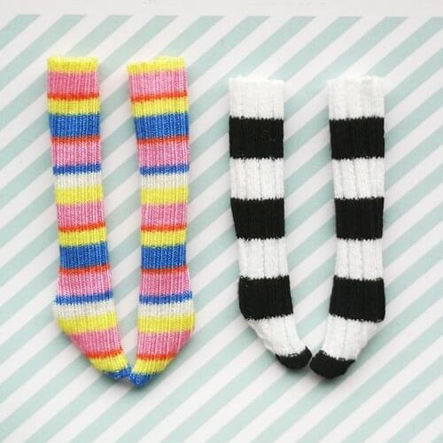 New 1Pairs Blyth Stripe Knee High Sock Doll Clothes Pile of Socks For blyth Barbies Azone OB24 Pullip Doll Accessories