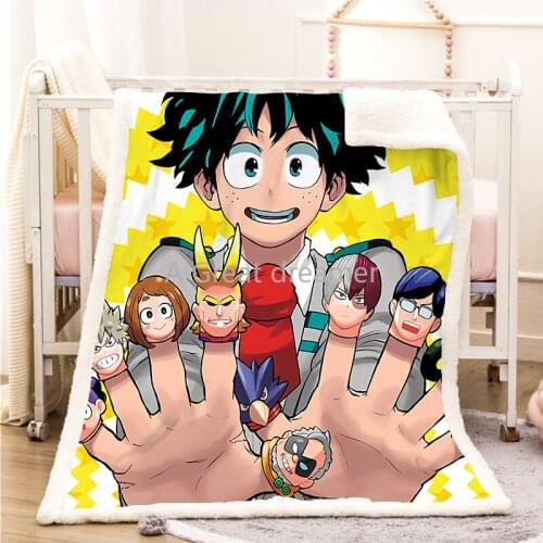 My Hero Academia Funny Character Blanket 3D Print Sherpa Blanket on Bed Home Textiles Dreamlike Customized Blanket Wholesales