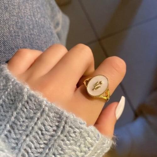 Open Metal Temperament Rose Engagement Rings for Women Beautiful Oval White Big Ring