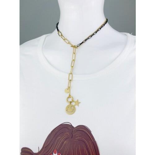 New Smile Necklace Jewelry Stainless Steel New Goddess Luxury Golden Color Luxe Fashion Women Hot Sell