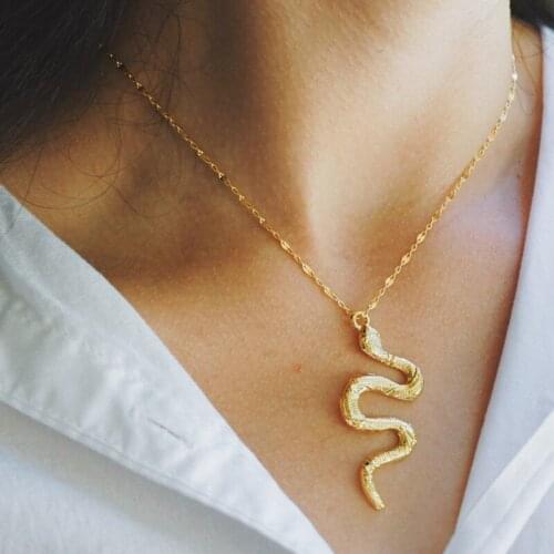 Gothic Punk Style Reticulated Python Pendant Necklace For Women Stainless Steel Gold Color Snake Fashion Jewelry Best Gifts