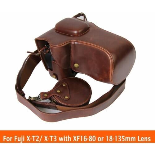 Portable PU Leather Case Camera Bag For Fuji Fufifilm XT2 X-T2 XT3 X-T3 18-135mm 16-80mm protective Cover With Battery Opening