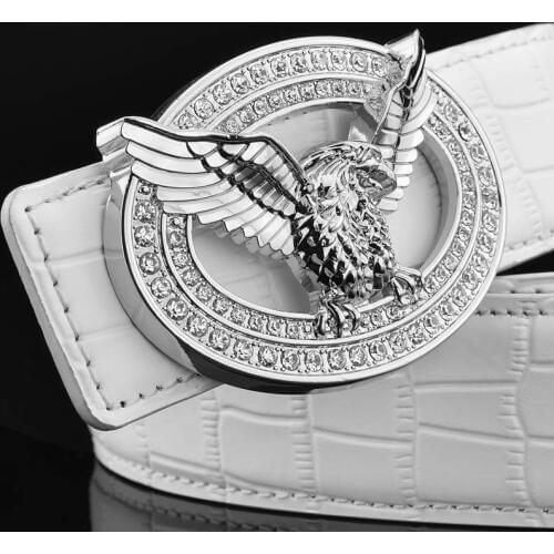 High quality fashion eagle buckle genuine leather belt designer luxury famous brand casual white Waist Strap male cowhide belts
