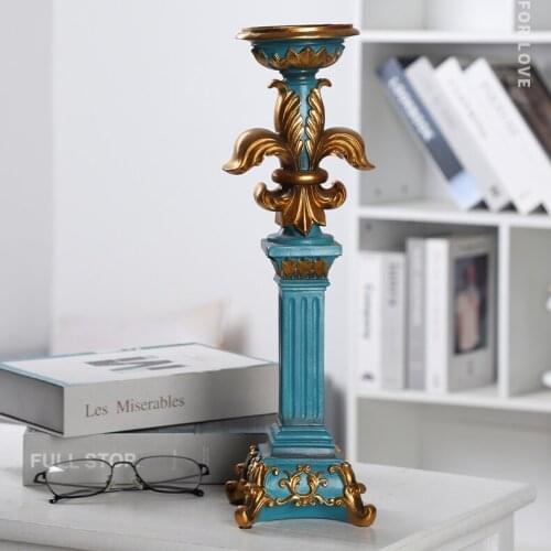 Retro Candlestick Resin Candle Holder Sconce Nostalgic Antique French Candle Stick Rack Accessories Home Decor Photography Props
