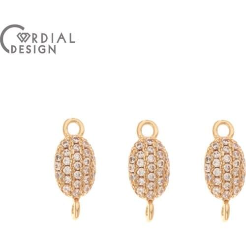 Cordial Design 50Pcs 6*14MM Jewelry Accessories/Hand Made/CZ Connectors For Bracelets/DIY Making/Jewelry Findings & Components