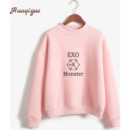 Kpop Exo Sweatshirt Women Autumn Winter Harajuku Casual Hoodies Letters Printed Fleece Pullover K-pop Clothes Drop Shipping