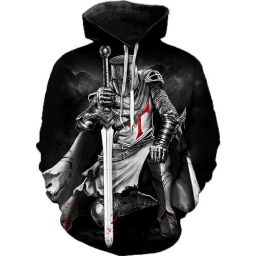 2020 New Knights Templar 3D Printed Hoodies Men Women Fashion Casual Hooded Sweatshirts Streetwear Oversized Pullover Outerwear