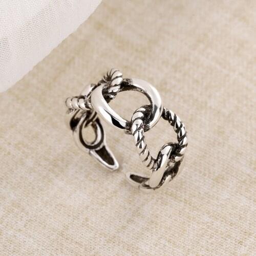 Personality Punk Mix & Match Rope ChainThai Rings For Women 925 Sterling Silver Adjustable Rings