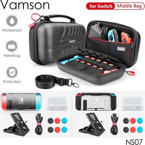 Vamson Waterproof Travel Carrying Bag for Switch Case shell Screen Protective Cover Charging for Nitendo Switch Accessories NS07