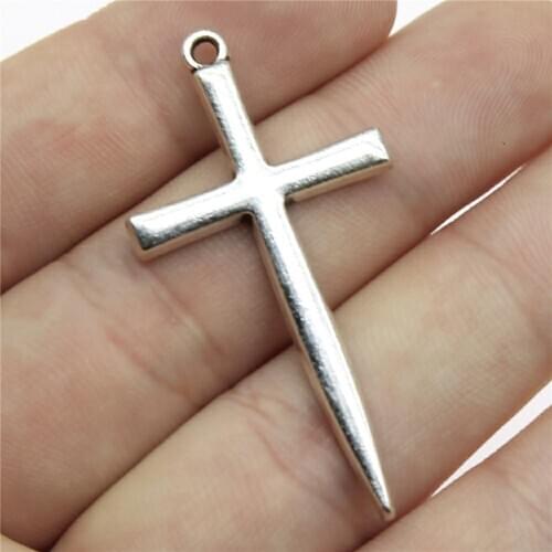WYSIWYG 10pcs 46x24mm Antique Silver Color Cross Charm Sword Cross Charm Sword Cross Pendant For Jewelry Making