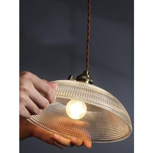 Japanese Retro Vintage Restaurant Copper Glass Pendant Light Led E27 Simple Modern Light Fixtures Bar Bedside Study Cafe Reading