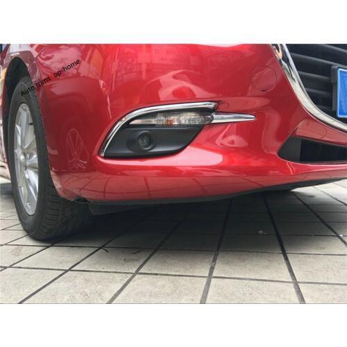Yimaautotrims Exterior Kit Fit For Mazda 3 2017 2018 Chrome Front Fog Lights Lamp Eyelid Eyebrow Cover Trim