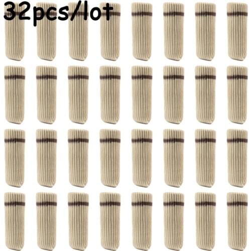 32Pcs/lots Floor Protection Protector Thicken Table Furniture Socks Feet Sleeve Chair Leg Socks Cover Solid Knitting Anti-slip