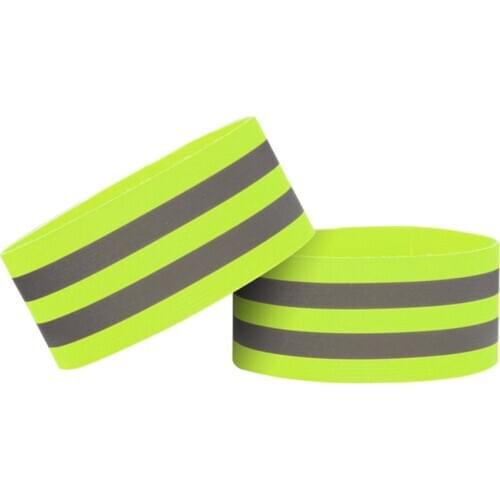 1pcs Yellow Warning Strips Reflective Safety Armbands Ankle Straps Adjustable Cycling Running Wristband