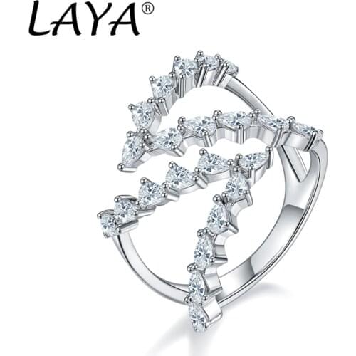 LAYA 925 Sterling Silver Fashion Triangle Geometric Adjustable Opening High Quality Zircon Designer Ring For Women Party Wedding