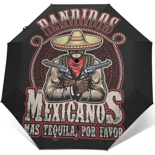 Sunny Umbrella Mexican Man With Sombrero Automatic folding portable men women umbrella Sunscreen rain Windproof beach parasol