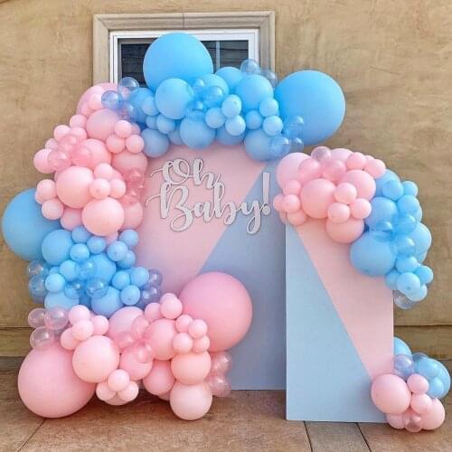 1 Set Gender Reveal Party Balloons Garland Pastel Pink Blue Balloon Arch for Boys Or Girls Party Decor Baby Birthday Supplies