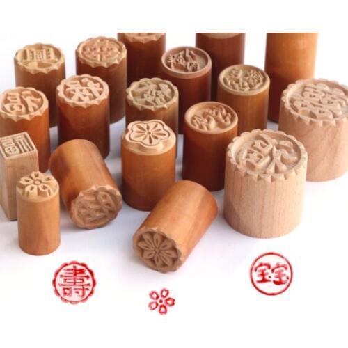 1 pcs pear wood seal wooden moon cake baking mold
