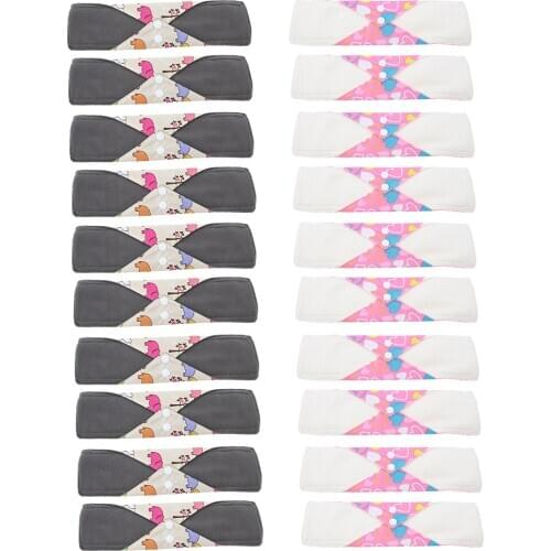 20pcs/set Inch Heavy Bamboo Cloth Menstrual Pads Sanitary Panty Liners