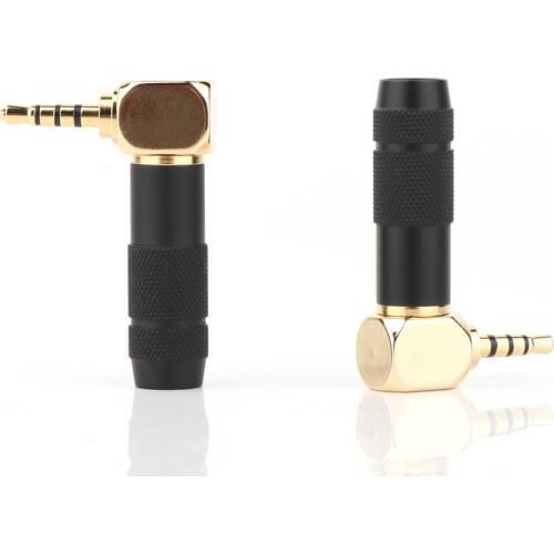 4pcs hifi audio 3.5mm Black L Shape 90 Degree Jack Audio Connector male adapter For DIY headphone cable Solder 4 pole